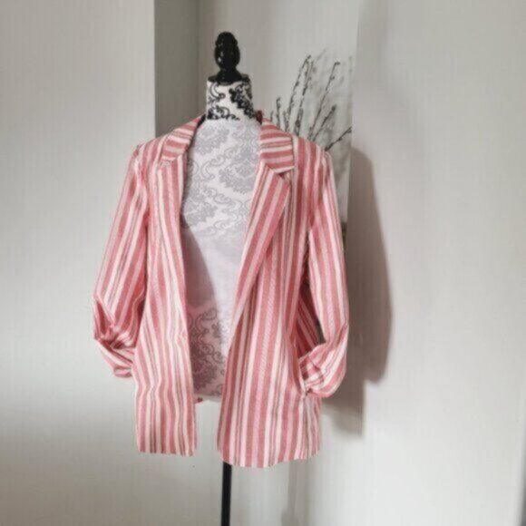 Blazer Jacket Summer Nautical Size 16+  Red White Stripe - Picture 5 of 12